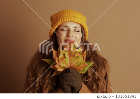 Peaceful Autumn Moment with Closed Eyes 131651843