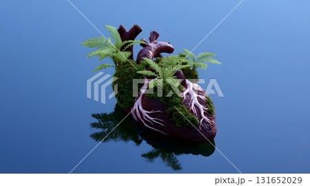 Floating garden heart symbolizing the connection between nature and life 131652029