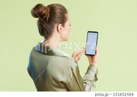 Woman Interacting with Smartphone 131652489