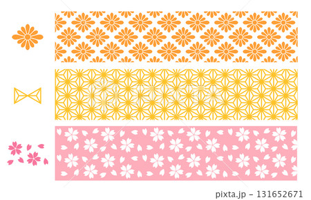 菊菱_麻の葉_小桜の和柄イラスト3選 菊菱_麻の葉_小桜の和柄イラスト3選 131652671