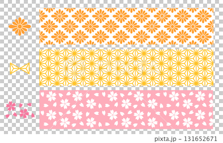 菊菱_麻の葉_小桜の和柄イラスト3選 菊菱_麻の葉_小桜の和柄イラスト3選 131652671