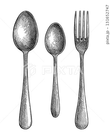 Ink sketch of tableware. Ink sketch of tableware. 131652747