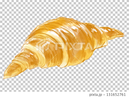 Hand-drawn watercolor illustration of a freshly baked and delicious-looking croissant Hand-drawn watercolor illustration of a freshly baked and delicious-looking croissant 131652761
