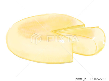 美味しそうで大きなホールチーズの手描き水彩イラスト 美味しそうで大きなホールチーズの手描き水彩イラスト 131652766