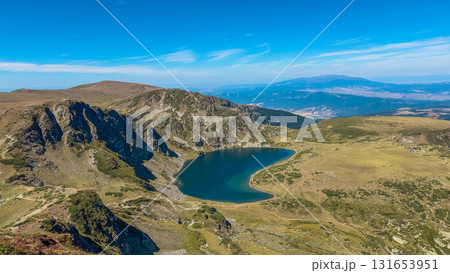 Mountain view of the Rila Mountains in Bulgaria. Seven Rila Lake hike. Eco trails. Connection with nature. 131653951