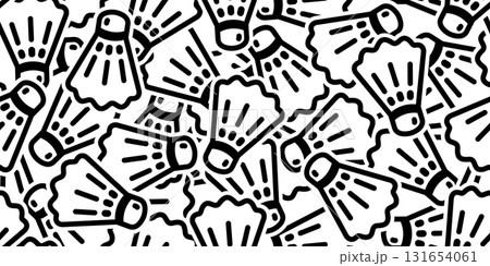 Badminton Seamless pattern shuttlecock racket vector pattern sport cartoon doodle wrapping paper tile background scarf isolated wallpaper illustration graphic 131654061