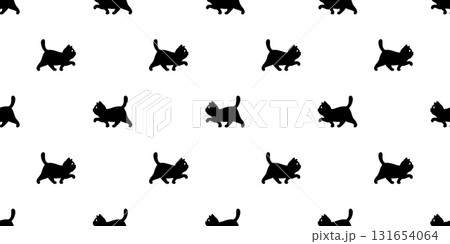 black cat seamless pattern kitten walking running icon vector calico doodle cartoon pet animal illustration tile background gift wrapping paper repeat wallpaper scarf isolated 131654064
