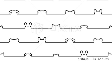 dog cat seamless pattern polar bear kitten rabbit icon head line vector calico doodle cartoon pet animal illustration tile background gift wrapping paper repeat wallpaper scarf isolated 131654069