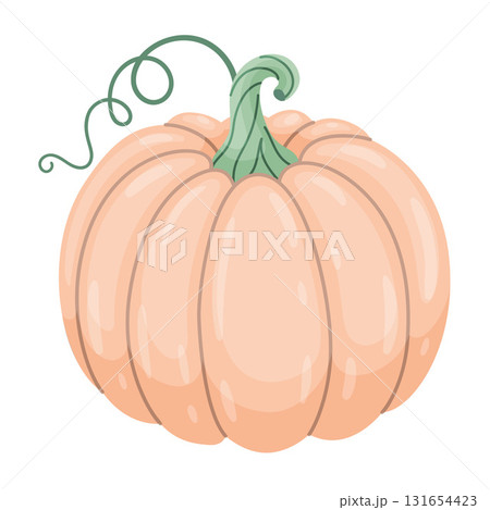 Autumn pumpkin. Hand drawn trendy flat style isolated on transparent background Autumn pumpkin. Hand drawn trendy flat style isolated on transparent background 131654423