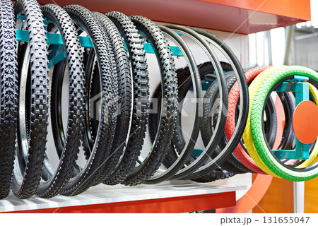 Bicycle tires in store 131655047