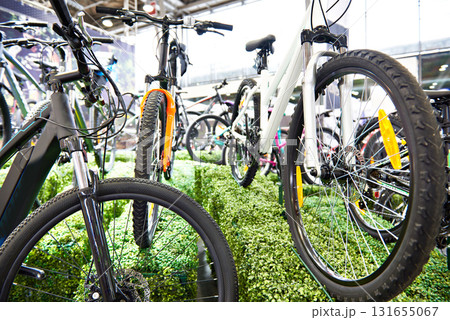 Modern bicycles in shop 131655067