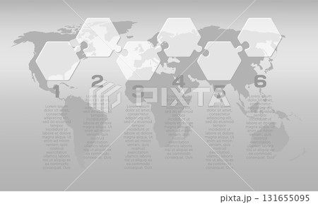 Six steps line infographic, puzzle diagram Six steps line infographic, puzzle diagram 131655095