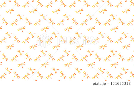 オレンジと黄色のグラデーションがかかった蜻蛉マークが広がる背景 オレンジと黄色のグラデーションがかかった蜻蛉マークが広がる背景 131655318