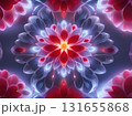 Abstract flower with petals emitting light. The color scheme includes neon shades of blue, purple and pink. 131655868