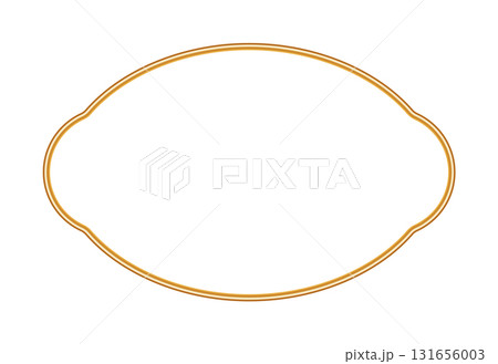 Golden 3d border. Geometric shiny ornamental frame with ornate golden decoration. Vector vignette, luxury shining window for certificates, awards, stamps, labels, badges, various design 131656003