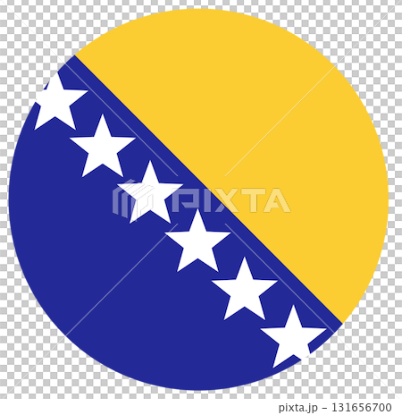 Round flag of Bosnia and Herzegovina isolated in circle shape. Round flag of Bosnia and Herzegovina isolated in circle shape. 131656700