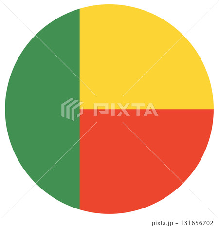 Round flag of Benin isolated in circle shape. 131656702