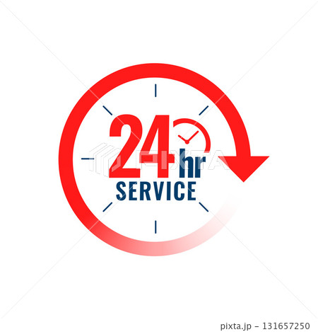 service open everyday for 24 hours background with clock sign service open everyday for 24 hours background with clock sign 131657250