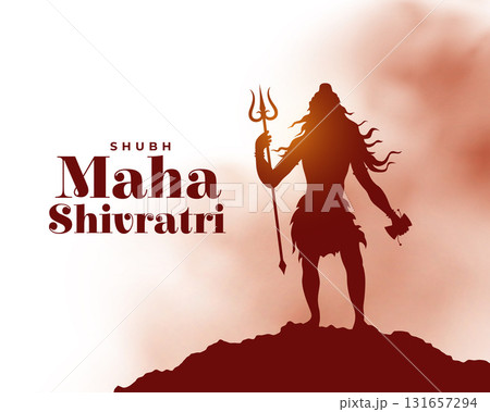 happy maha shivratri greeting card with lord shiva silhouette 131657294