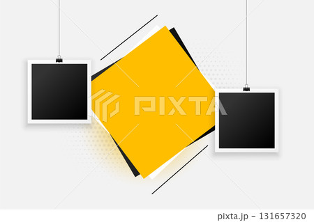 hanging style blank instant photograph frame template design 131657320