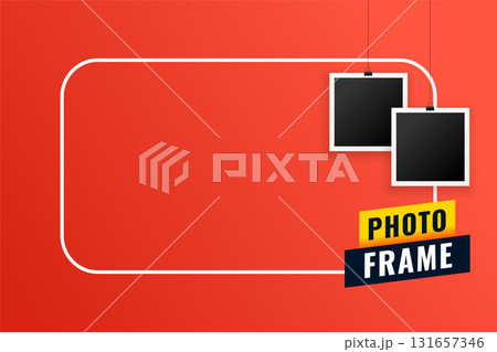 hanging style empty photo frame holder background design 131657346
