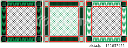 Keffiyeh pattern designs with the colors of the Palestinian flag. Vector illustration scarf 131657453