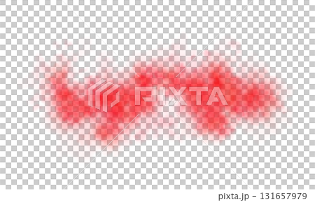 Red smoke cloud on transparent background mockup template for overlay effects, atmospheric visuals or cinematic compositions 131657979