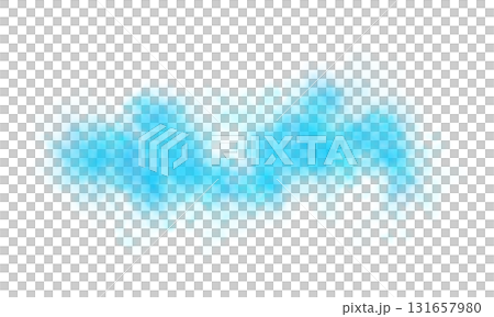 Light blue smoke cloud on transparent background mockup template for overlay effects, digital visuals or atmospheric scenes 131657980
