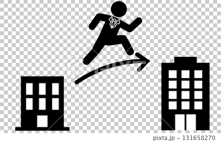 転職やキャリアアップを象徴するビジネスマンのピクトグラム 131658270