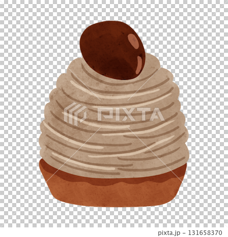 Brown Mont Blanc watercolor hand-drawn illustration 131658370