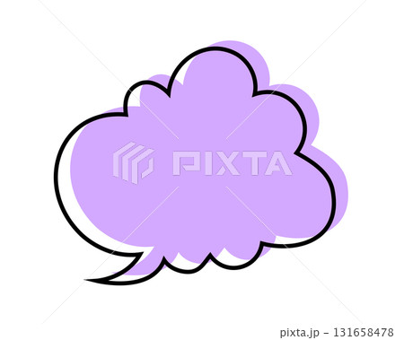 Cute speech cloud template. Empty dialogue balloon, text box, speaking frame, message tag, idea label, thought sticker isolated on white background. Vector illustration Cute speech cloud template. Empty dialogue balloon, text box, speaking frame, message tag, idea label, thought sticker isolated on white background. Vector illustration 131658478