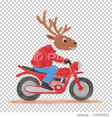 トナカイがバイクに乗っているイラスト トナカイがバイクに乗っているイラスト 131658581