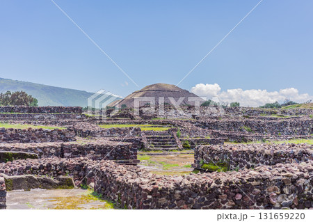 Teotihuacan in Mexico, showcasing iconic ancient pyramids and cultural heritage. Tourism, adventure, and historic exploration concept Teotihuacan in Mexico, showcasing iconic ancient pyramids and cultural heritage. Tourism, adventure, and historic exploration concept 131659220