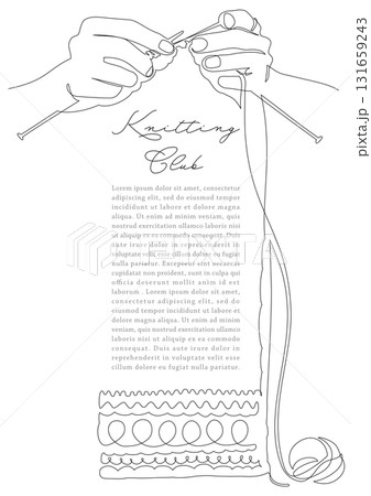 棒針編みをする手 ニット 一筆書き 棒針編みをする手 ニット 一筆書き 131659243