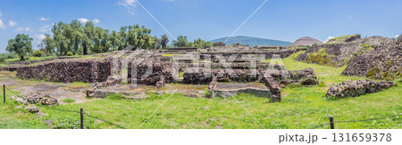 Teotihuacan in Mexico, showcasing iconic ancient pyramids and cultural heritage. Tourism, adventure, and historic exploration concept 131659378