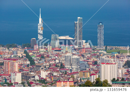 Aerial cityscape of Batumi with coastline in Batumi Georgia Aerial cityscape of Batumi with coastline in Batumi Georgia 131659476