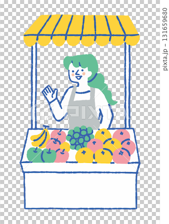 Woman selling fruit at the market_Color Woman selling fruit at the market_Color 131659680