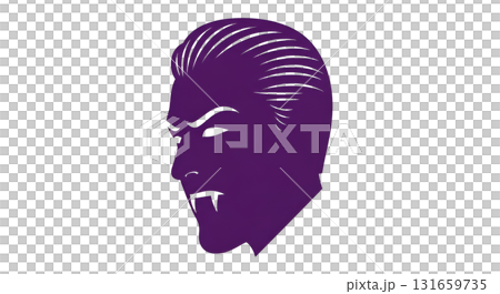 A Beautifully Stylized Illustration Featuring a Vampire Silhouette Emphasized by the Color Purple 131659735