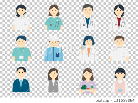 Illustration set of people involved in medical work 131659864