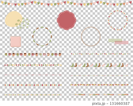 一組色彩鮮豔、可愛的線條和框架插圖,適合秋冬季使用 一組色彩鮮豔、可愛的線條和框架插圖,適合秋冬季使用 131660387