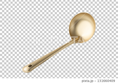 透明背景上的金色湯匙（png） 131660409