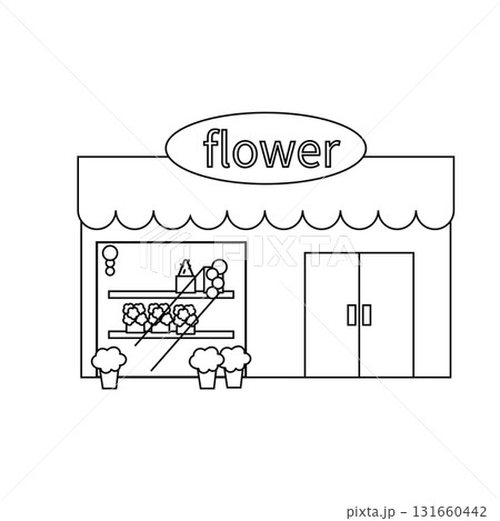 シンプルな線画の花屋のイラスト 131660442