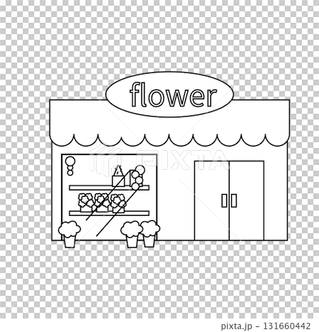 シンプルな線画の花屋のイラスト 131660442
