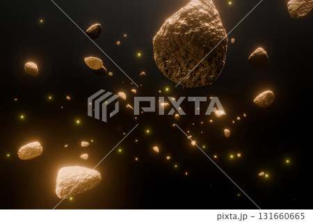 宇宙空間に浮かぶたくさんの岩石 131660665