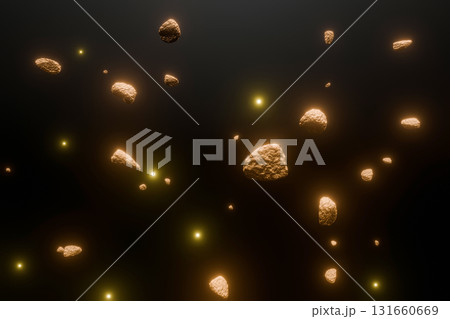 宇宙空間に浮かぶたくさんの岩石 131660669