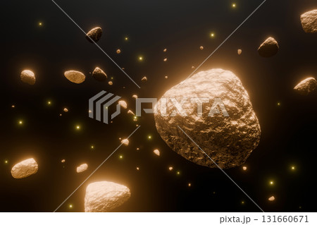 宇宙空間に浮かぶたくさんの岩石 宇宙空間に浮かぶたくさんの岩石 131660671