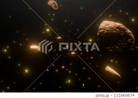 宇宙空間に浮かぶたくさんの岩石 宇宙空間に浮かぶたくさんの岩石 131660674