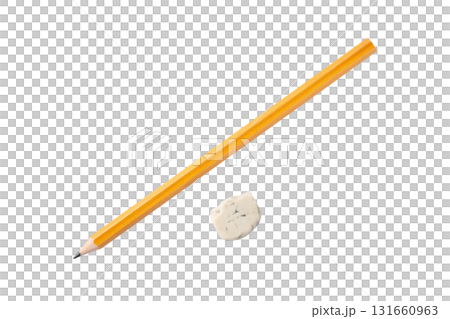 Pencil and eraser on transparent background (png) 131660963