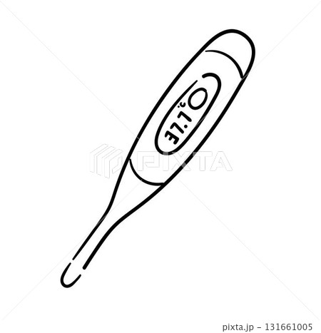 Electronic thermometer hand drawn, modern digital thermometer 131661005