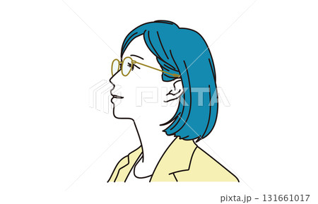 メガネをかけた女性の横顔イラスト素材 131661017
